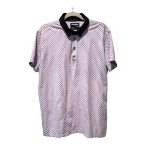 Express Men’s Lavender Micro Print Polo Shirt XL Black Contrast Collar